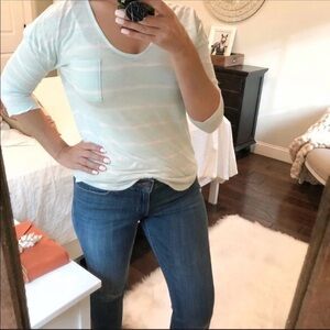 GAP Factory medium striped vneck 3/4 sleeve top